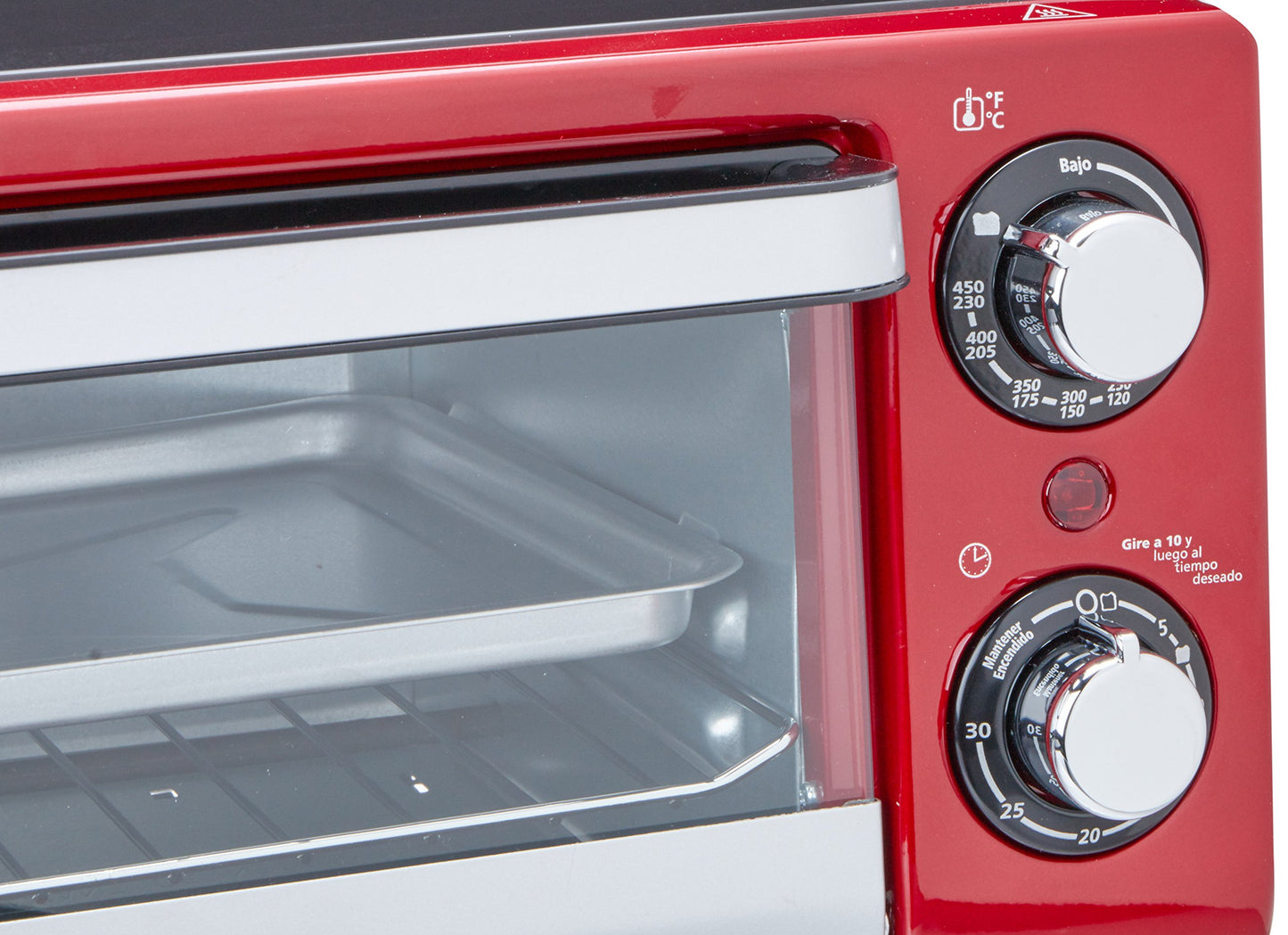 Oster V10LTR Horno Tostador con Capacidad para 4 Rebanadas, Rojo