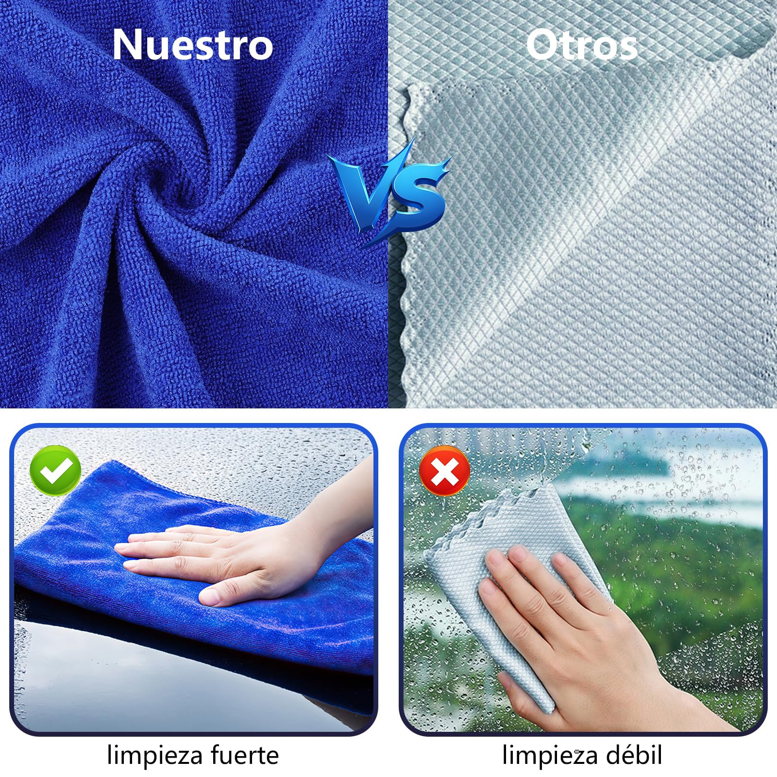 BYHANG Toallas de Microfibra para Coche 18 Piezas, Paños de Limpieza para Autos, Trapos para Lavar y Secar Carros, Suaves, Reutilizables, Absorbentes, para Interior y Exterior