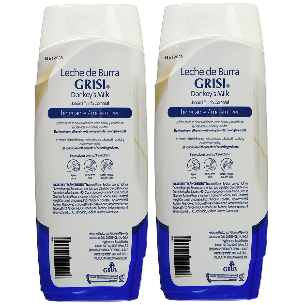 Leche De Burra Grisi Donkey's Milk Shower Gel Hidratante 15.2fl, Oz by Grisi