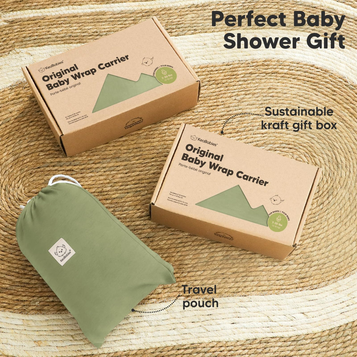 KeaBabies - Portabebés para bebé, todo en 1 transpirable, soporte manos libres, recién nacido a niño pequeño (oliva sucio)