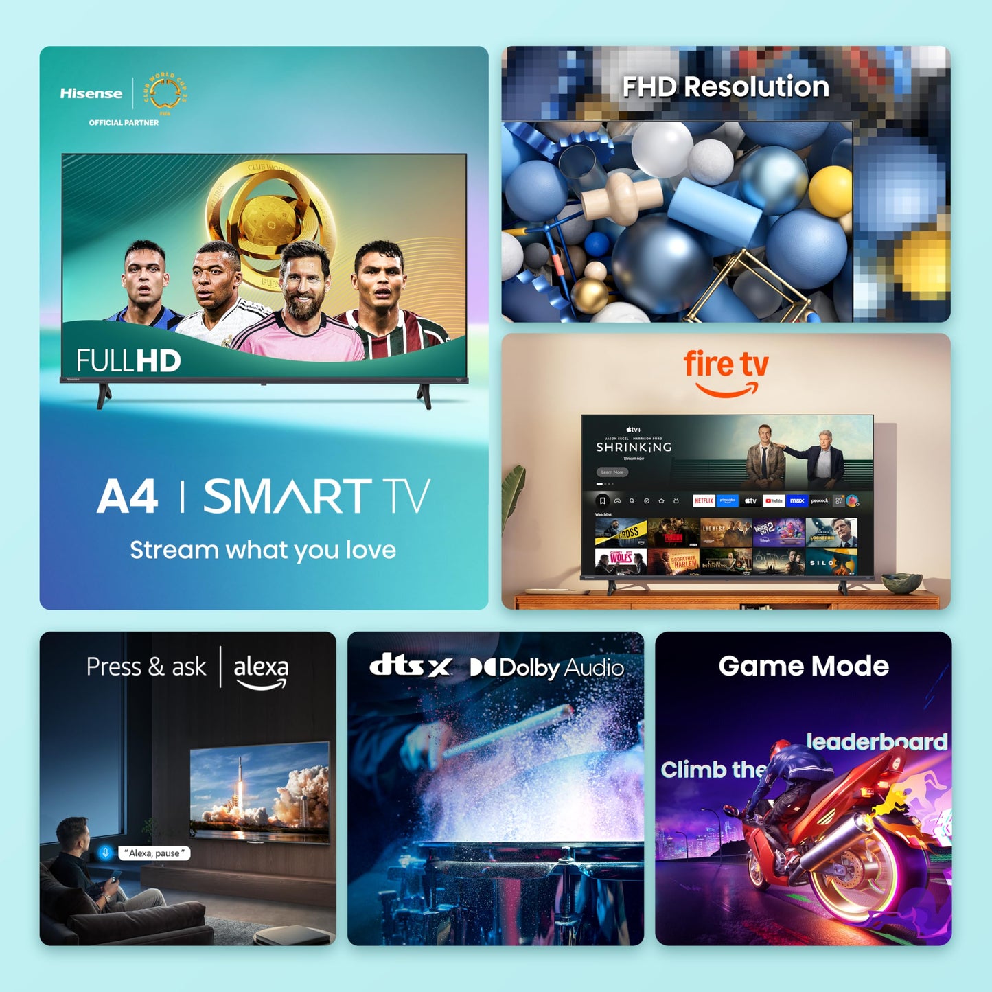 Hisense Smart Fire TV de 32 Pulgadas Clase A4 Serie FHD 1080p (32A4NF, Modelo 2025) - DTS Virtual: X, diseño de Bisel Delgado, Alexa Incorporado