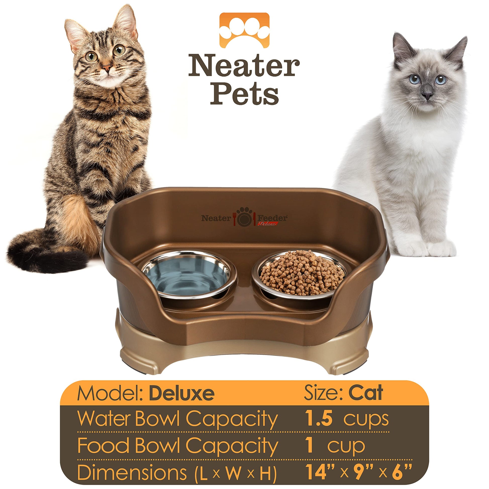 Comedero Elevado Neater Feeder Deluxe Bronze Antiderrame para Gatos