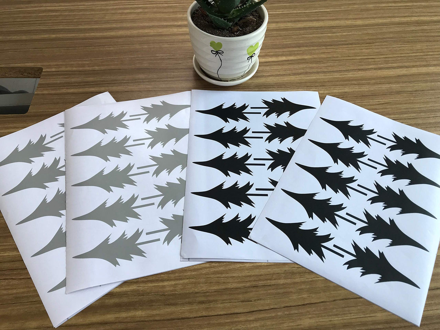 Melissalove JW581 - Juego de 40 pegatinas de pared para habitación de niños, diseño de árbol nórdico de pino para habitación de bebé (negro y gris claro)