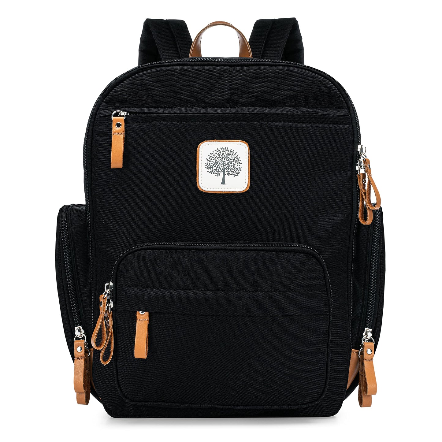 Parker Baby Co. - Mochila Pañalera Unisex Multifuncional con Cierre Completo y Bolsillos Térmicos para Mamá y Papá, Color Negro