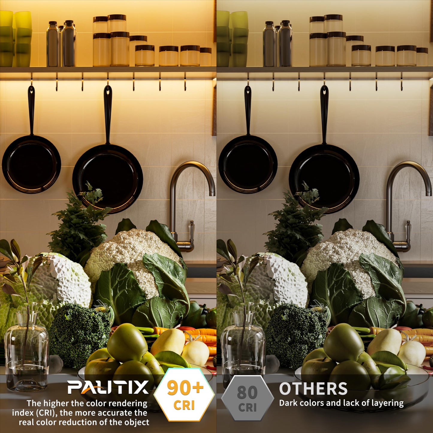 Tira de Luces LED PAUTIX Blanca Cálida Superbrillante 6,1m Flexible CRI90+ para Proyectos de Iluminación de Gabinete de Casa
