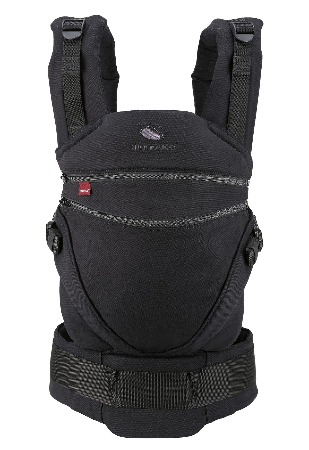Manduca XT, portabebés con asiento ajustable, 3 posiciones de transporte (delantero, cadera y espalda), algodón orgánico, crece con tu bebé (3,5-20 kg), Monochrome Obsidian, XT Cotton