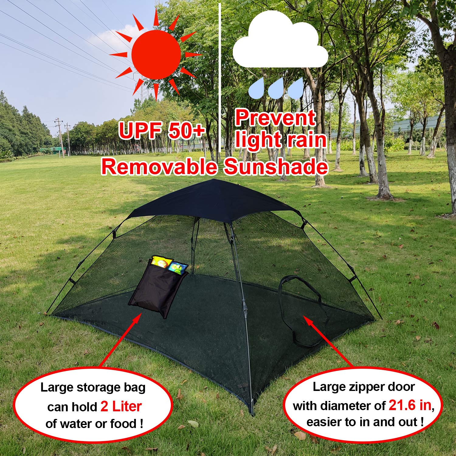 Outingpet - Tienda de campaña para gatos al aire libre, parque de juegos para mascotas y gatos, parasol portátil y casa de juegos contra los rayos UV (tiendas de campaña para gatos y animales pequeños) - Hábitat exterior