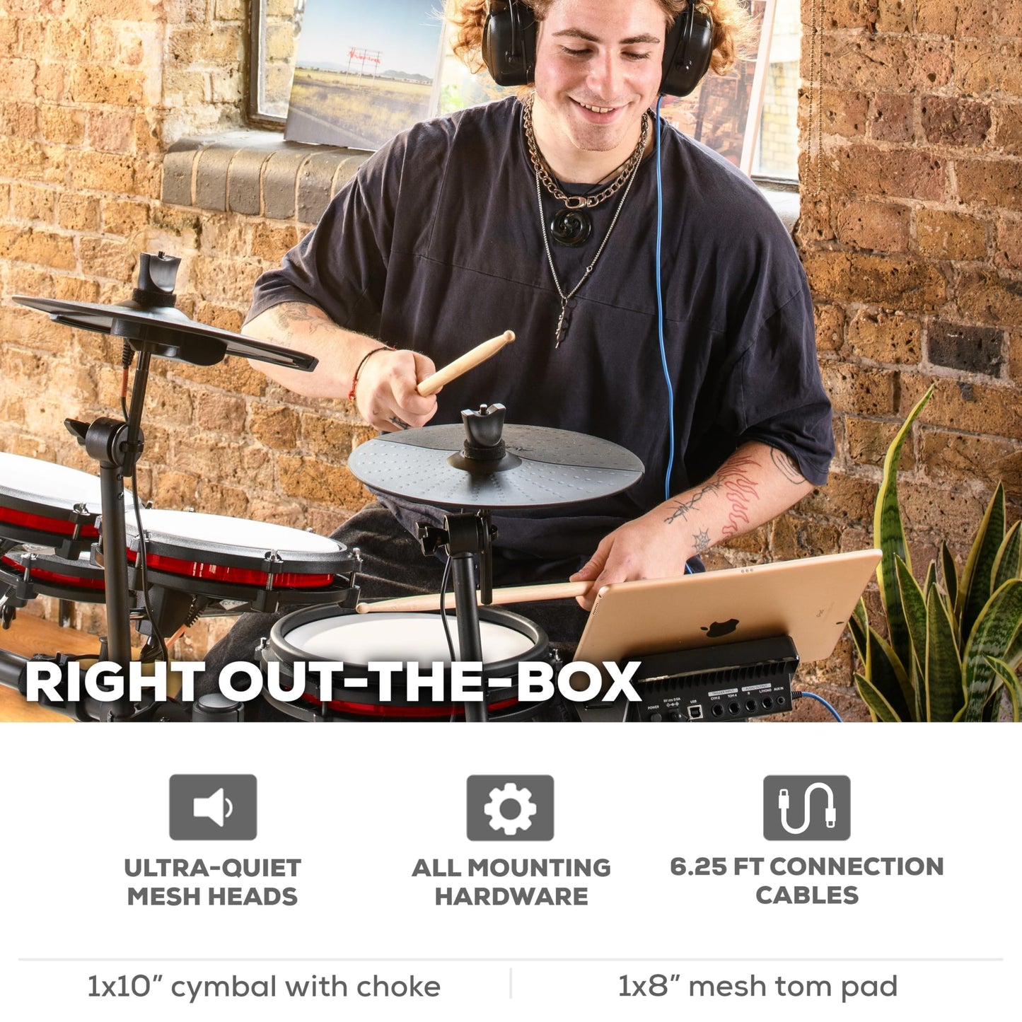 Alesis Pack de expansión Drums Nitro Max - expansión de set de batería eléctrica para kit Nitro Max, pad tom de malla, platillo 10" con choke y cables