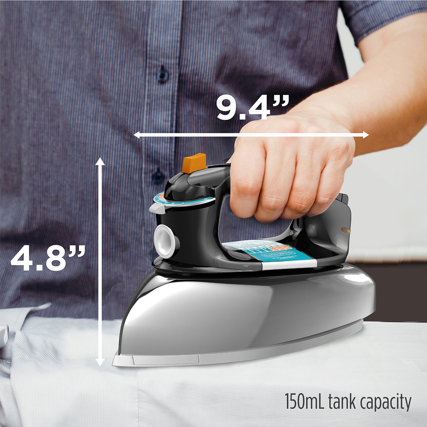 BLACK+DECKER F67E Plancha clásica con Base Inferior de Aluminio, Negra/Plateada