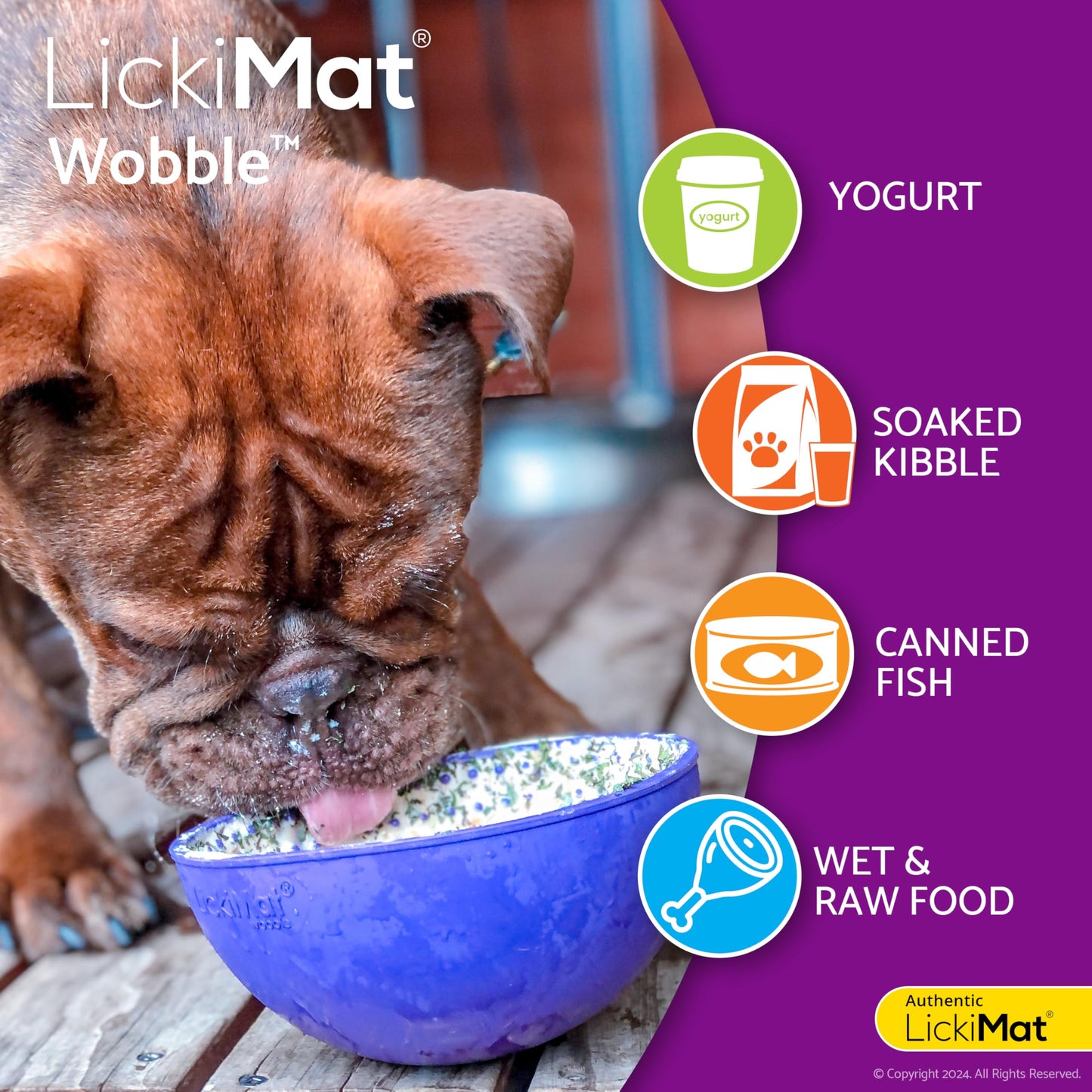 LickiMat Wobble, tazón de alimentador lento para perro, reductor de ansiedad de aburrimiento; perfecto para alimentos, golosinas, yogur o mantequilla de maní. Fun Alternative to a Slow Feed Dog Bowl,
