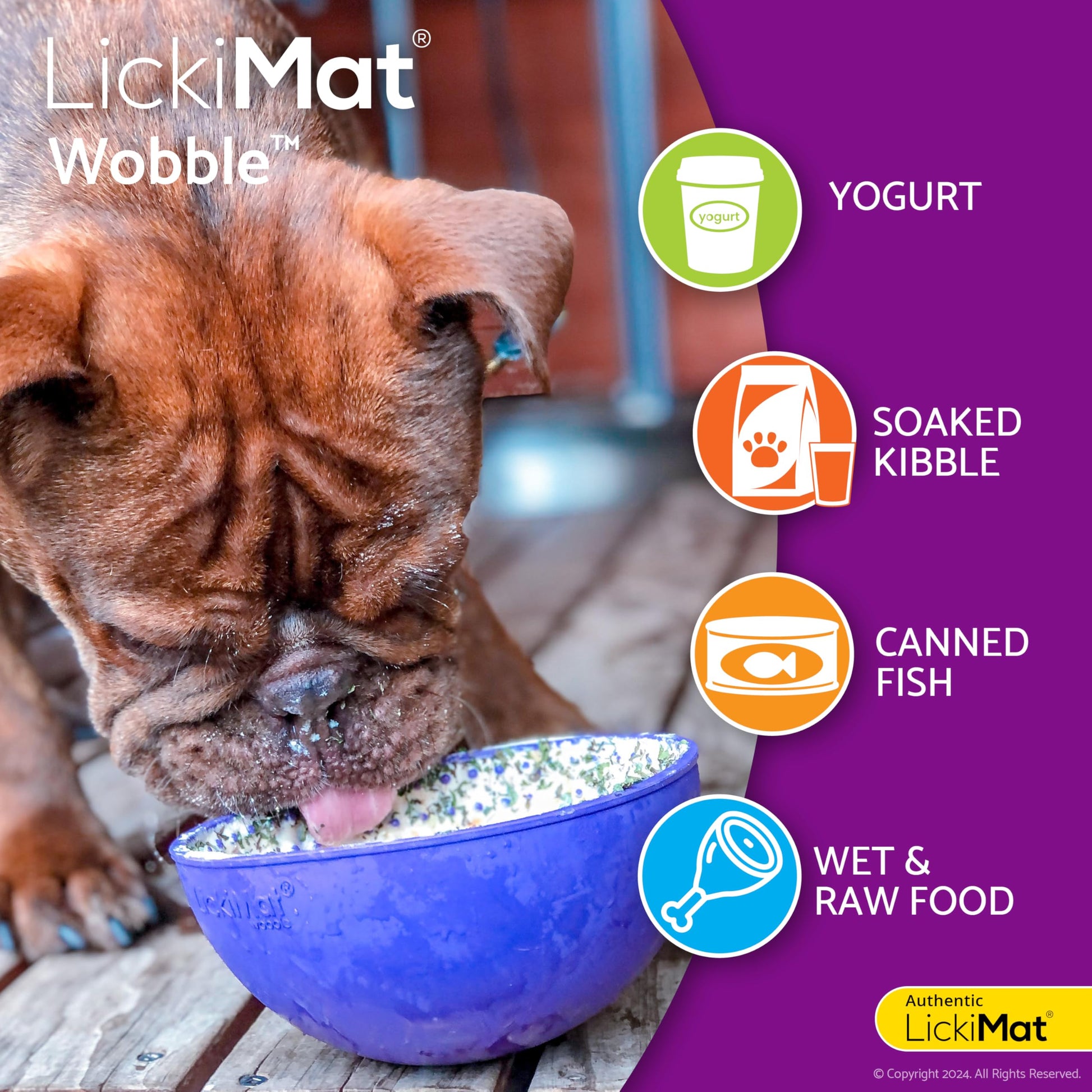 LickiMat Wobble, tazón de alimentador lento para perro, reductor de ansiedad de aburrimiento; perfecto para alimentos, golosinas, yogur o mantequilla de maní. Fun Alternative to a Slow Feed Dog Bowl,