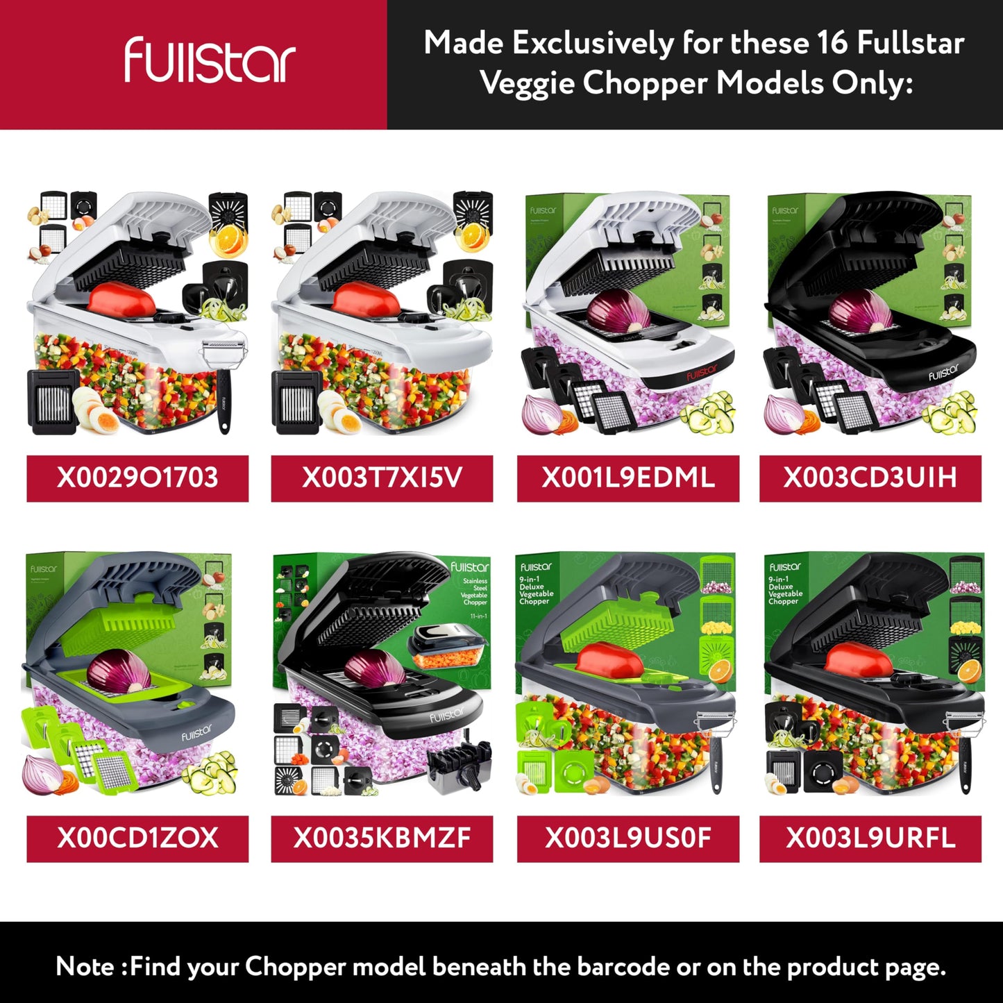 Fullstar - Juego de 2 piezas de repuesto para picador de verduras, dados grandes para papas, manzanas, peras y dados pequeños para cebollas, tomates (3.9 x 4.4 pulgadas)