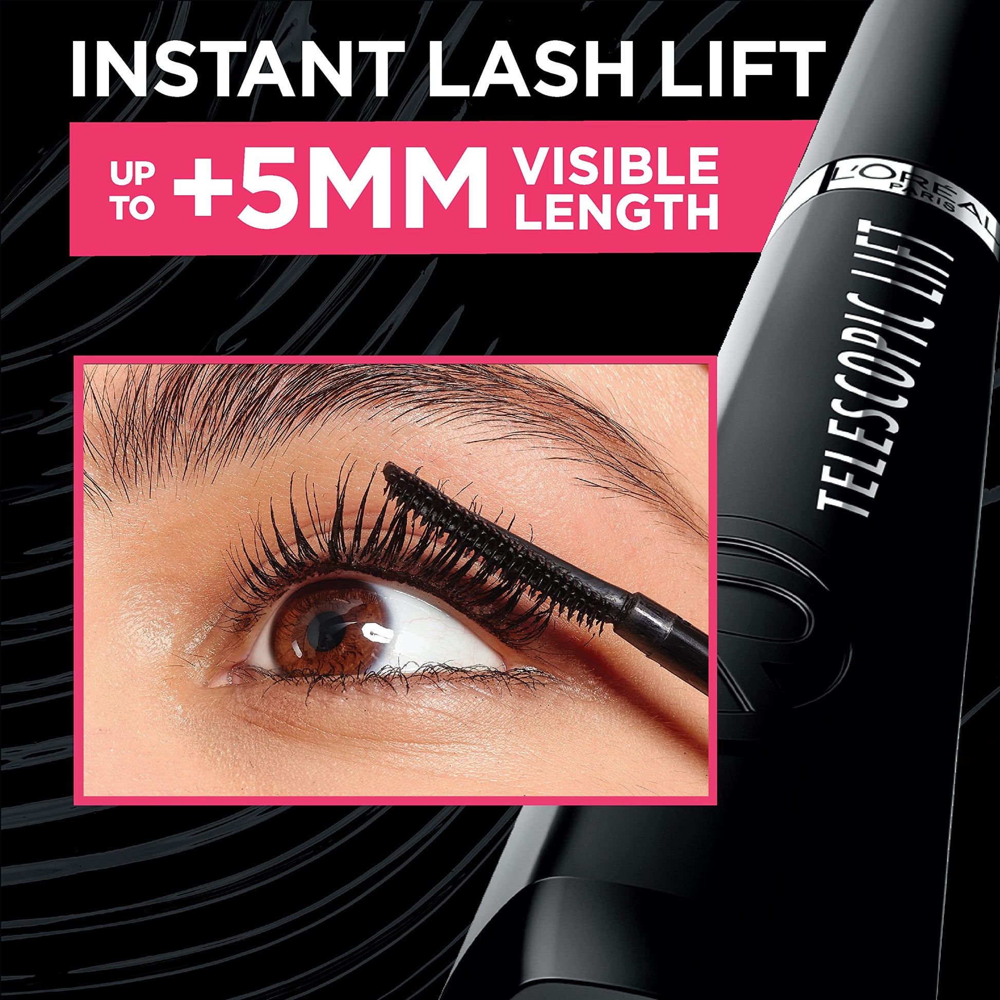 L'Oreal Paris Mascara de pestañas Telescopic Lift Lavable, Negro, 10 ml