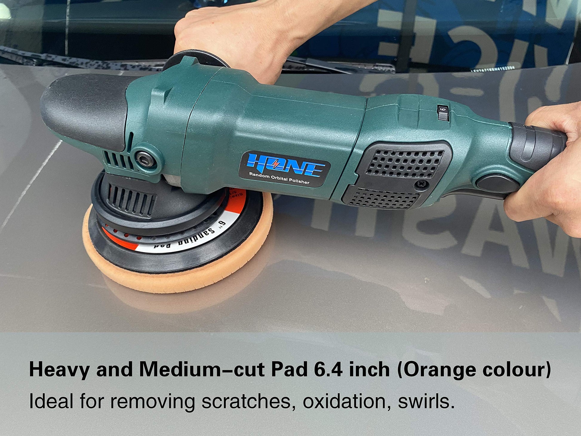 HONE HNPR615B - Pulidora orbital de 15 mm de largo, para detallar automóviles, pulidora de doble acción de 152 y 127 cm, 850 W, con velocidad variable, HNPR615B