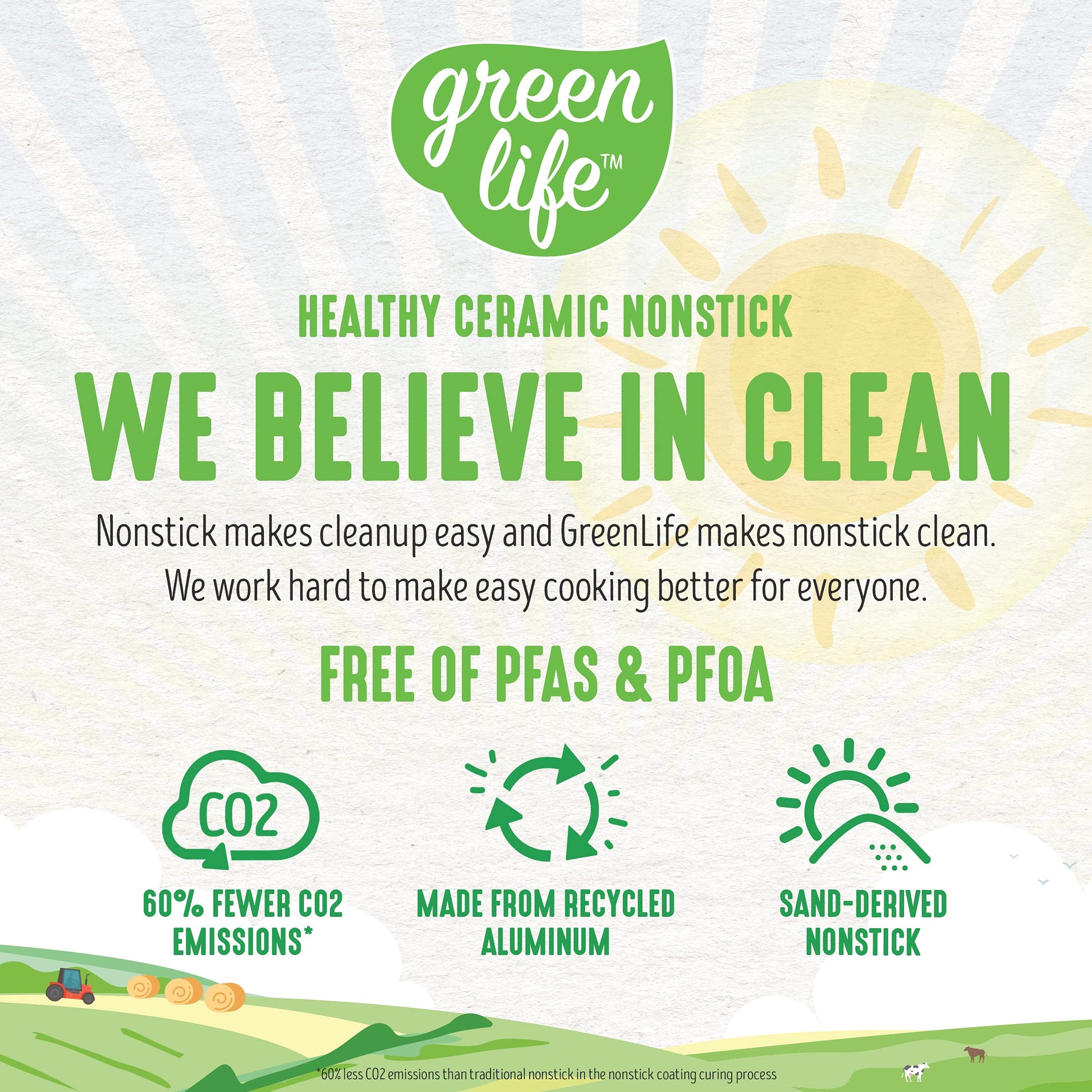 GreenLife - Sartén antiadherente de cerámica suave de agarre suave, 11 pulgadas, sin PFAS, apto para lavaplatos, turquesa