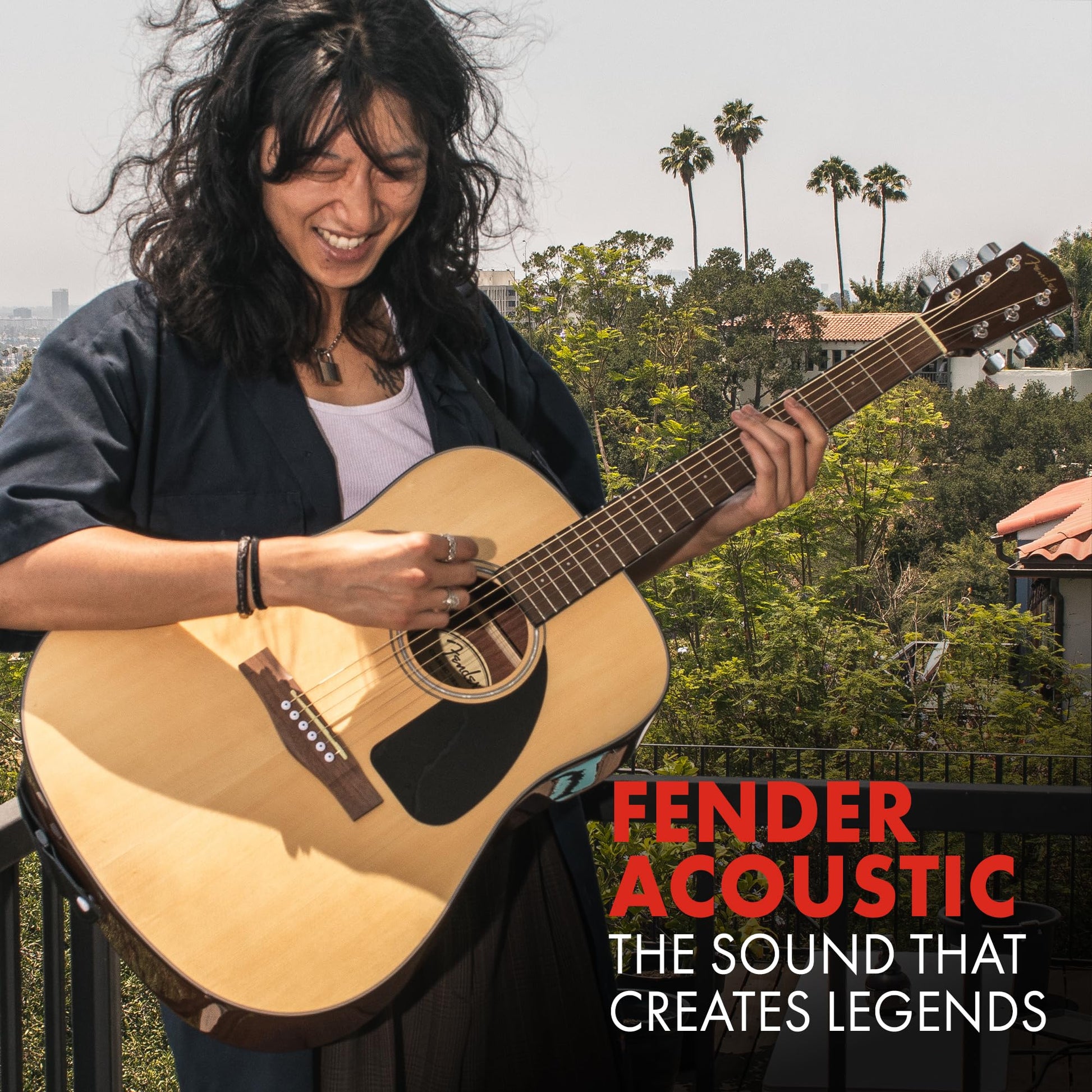 Fender Kit de inicio de guitarra acústica de tamaño 3/4 para principiantes con cuerdas de nailon, bolsa, afinador, correa y garantía de 2 años