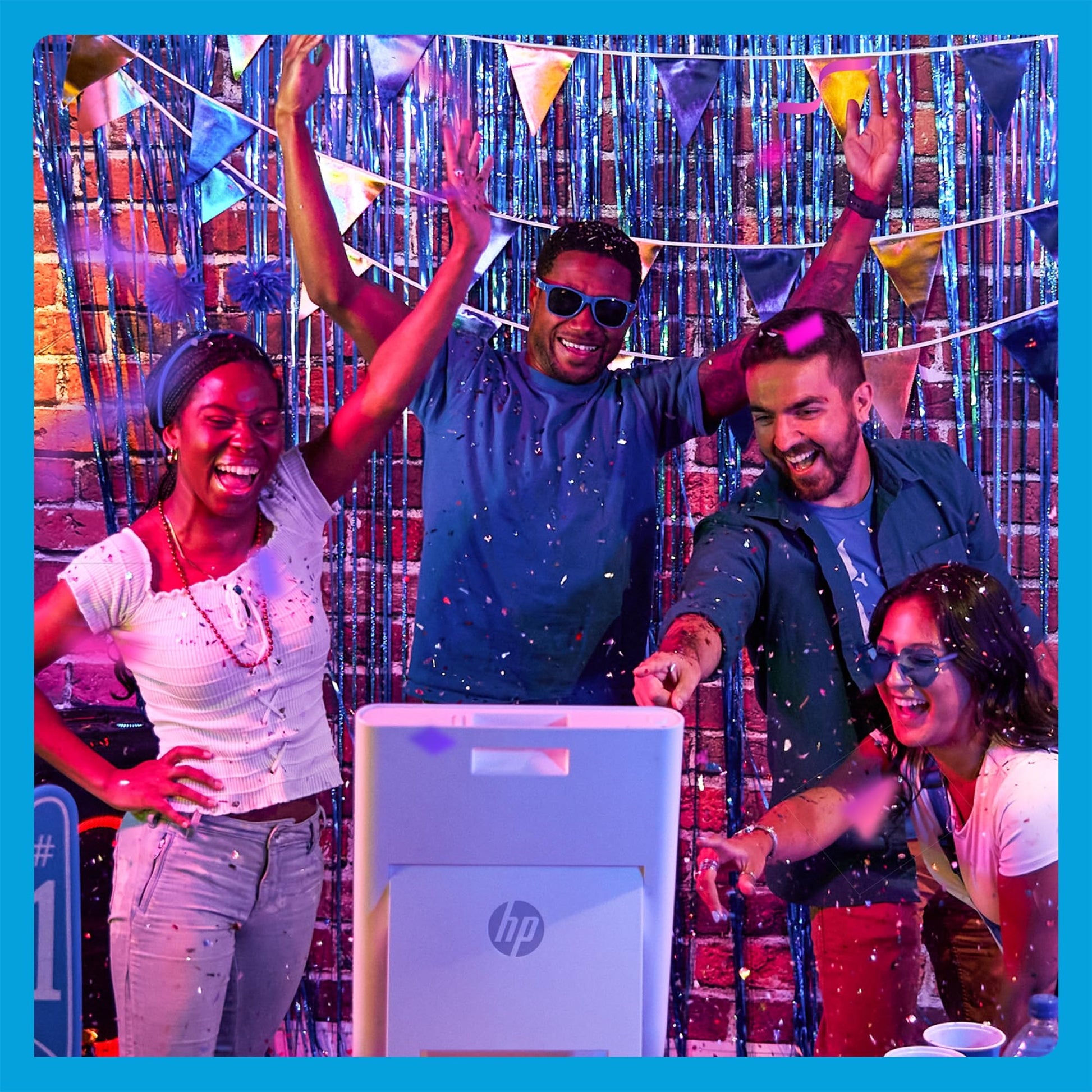 HP Sprocket Photobooth 3x4 Colour Photo Printer (White) – 250+ Frame, Zink Paper, WiFi, LED Ring Light, Touch Screen & Mobile App.