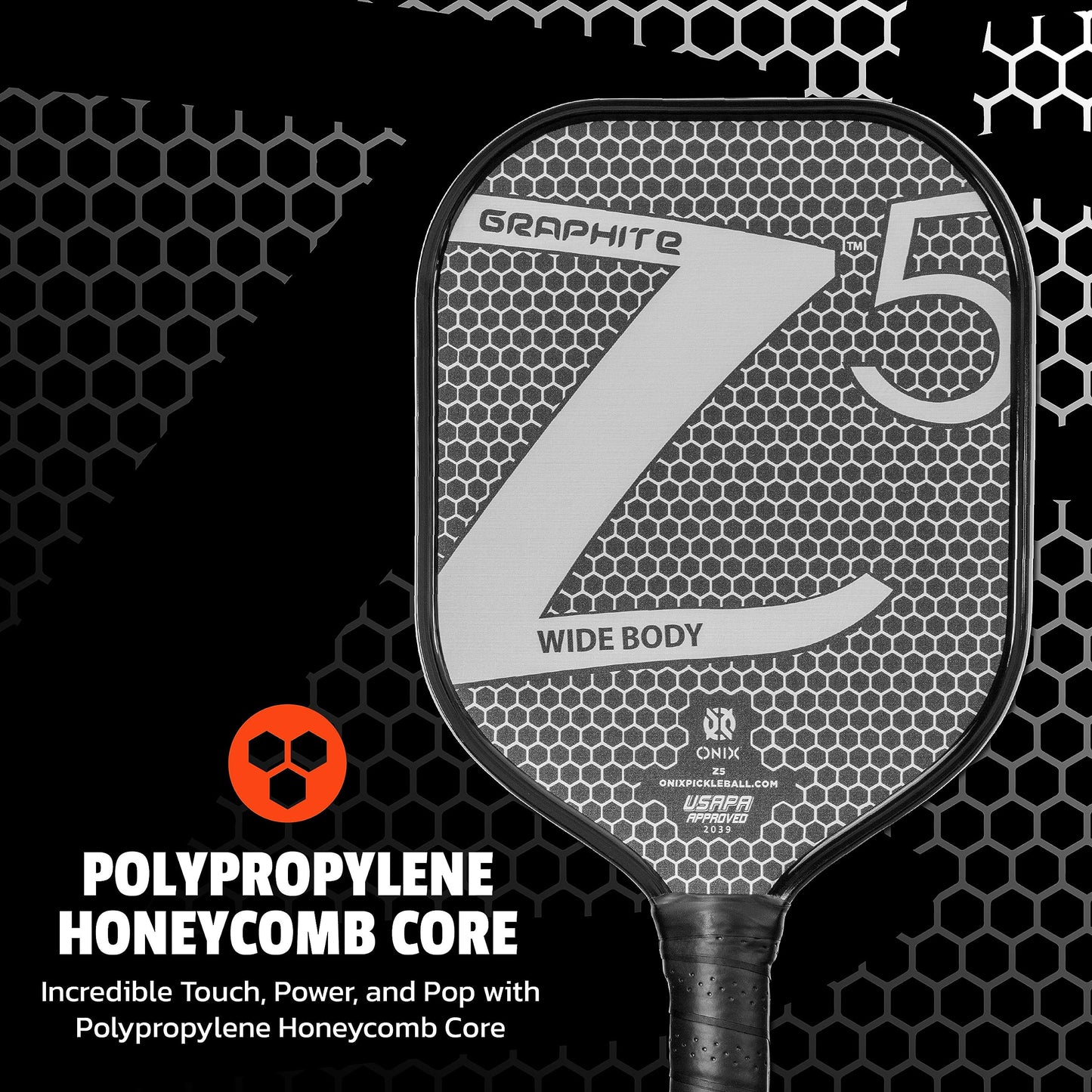 Pala de Pickleball Onix Z5 Blanco Grafito Large