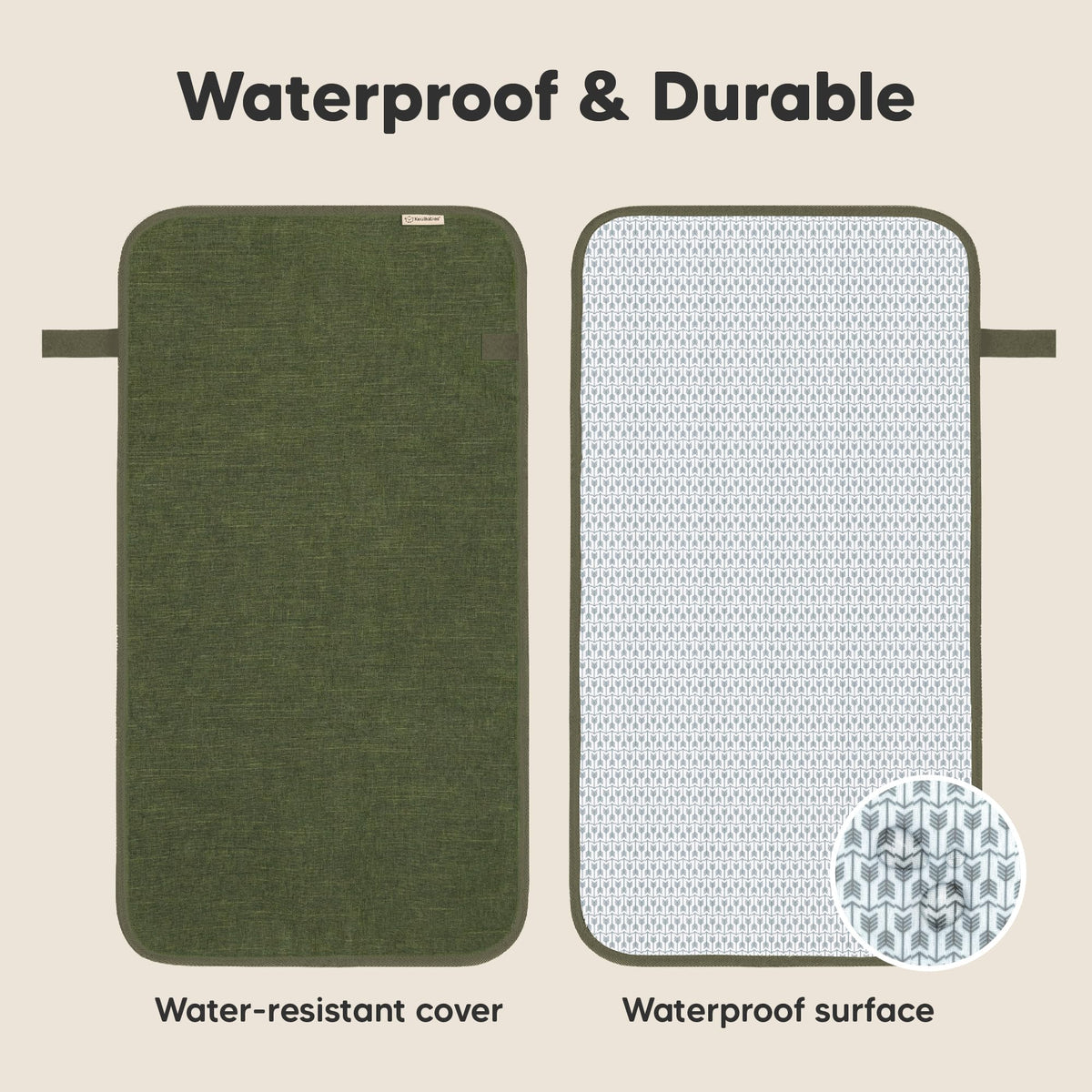 Cambiador portátil de pañales – cambiador plegable impermeable para bebé – cambiador de pañales de viaje – cambiador ligero para bebé – cambiador de bebé – lavable a máquina (verde oliva)