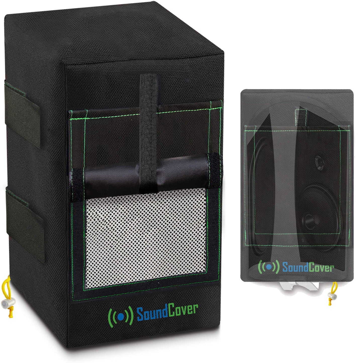 Dos cubiertas de altavoces negras impermeables 600D para altavoces montados en soporte C – Se adapta a Klipsch AW-650, Polk Atrium 8 SDI, tecnología definitiva AW 6500 (dimensiones máximas: 15