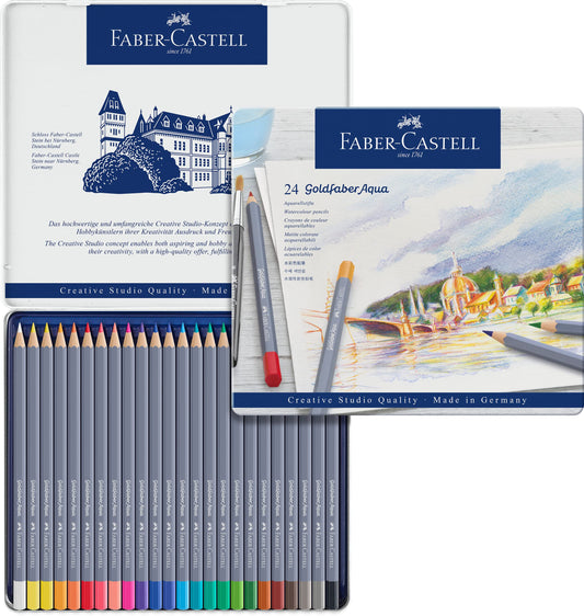 Faber-Castell Goldfaber Aqua Multicolor 24pieza(s) - Lápiz de color (24 pieza(s), Multicolor, Suave, Madera, Hexagonal, Alemania)
