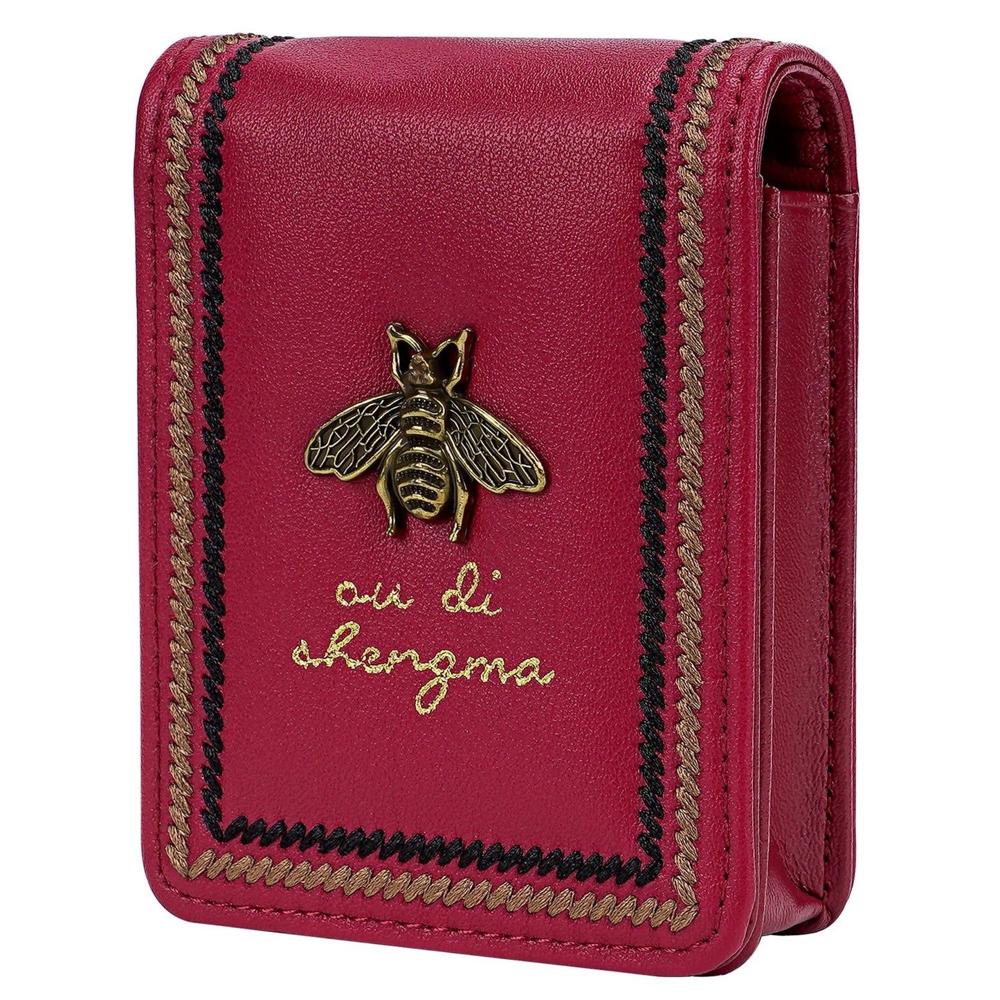 Biiange - Estuche para lápiz labial con espejo, portátil y fácil de usar, para viaje y regalo, rojo sólido