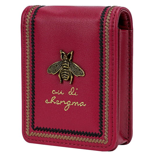 Biiange - Estuche para lápiz labial con espejo, portátil y fácil de usar, para viaje y regalo, rojo sólido
