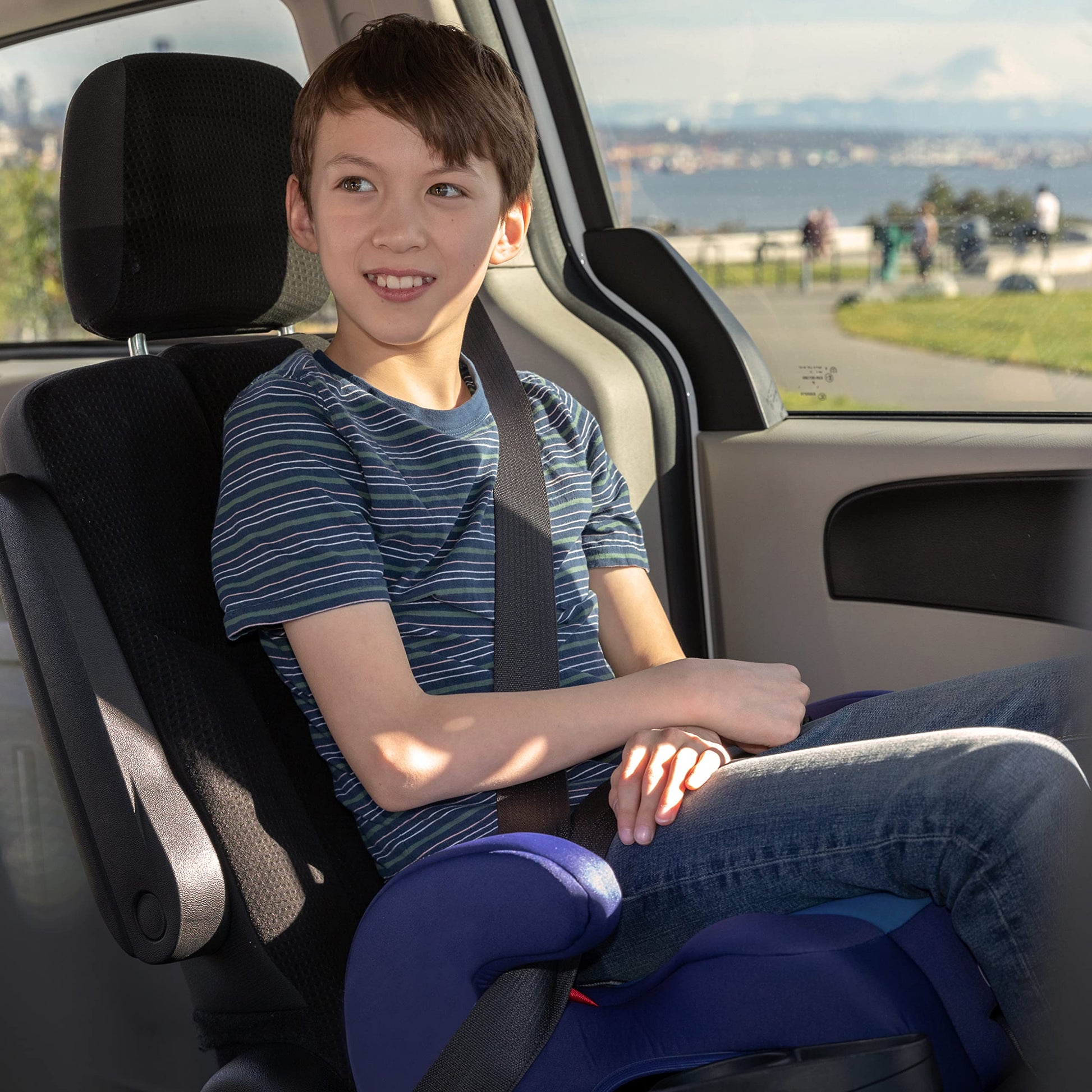 Diono Solana 2 No Back Child Booster Seat, Blue, 40-120 Pounds
