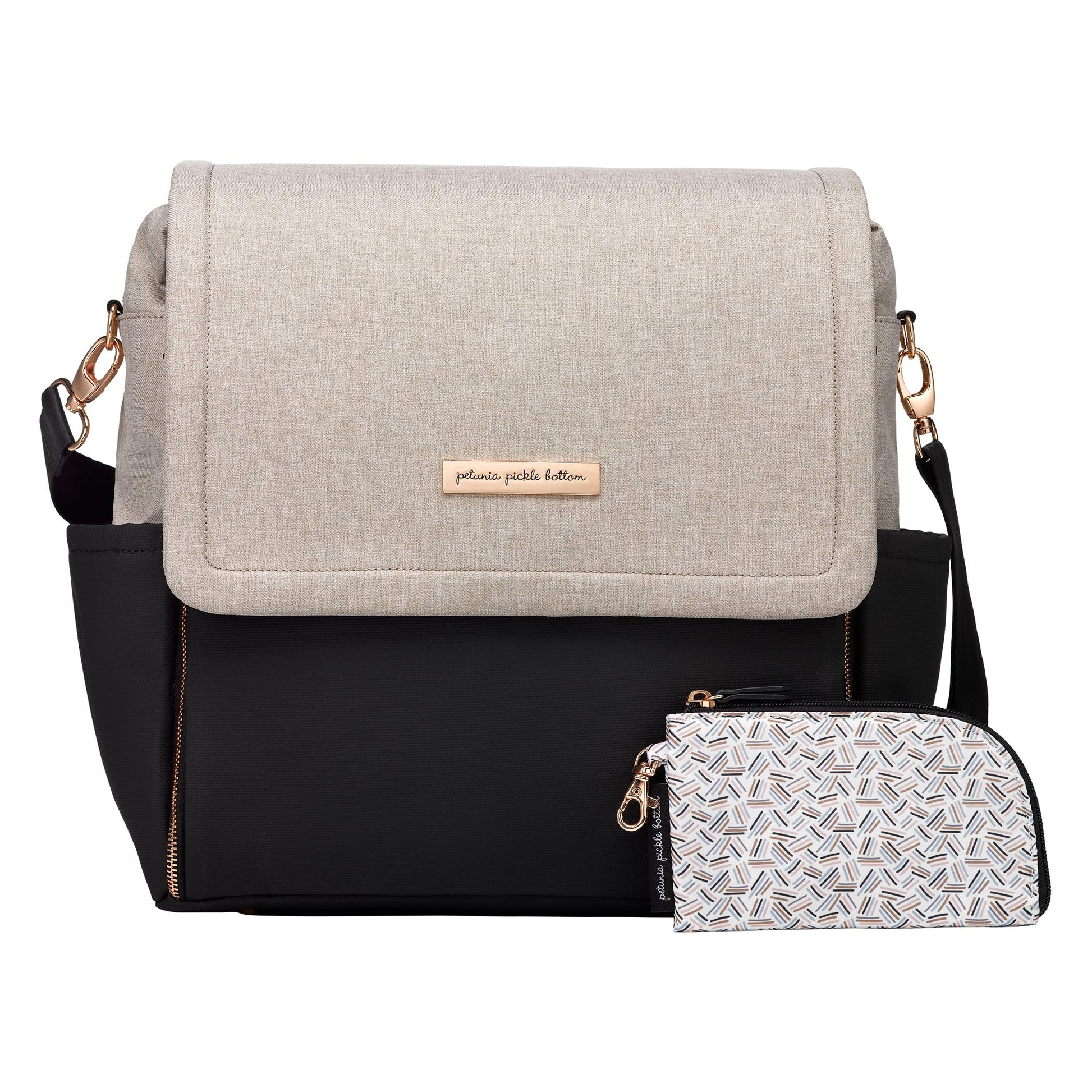 Petunia Pickle Bottom Boxy Mochila, bolsa de pañales, elegante bolsa de bebé, mochila espaciosa, para madres sobre la marcha, arena/negro
