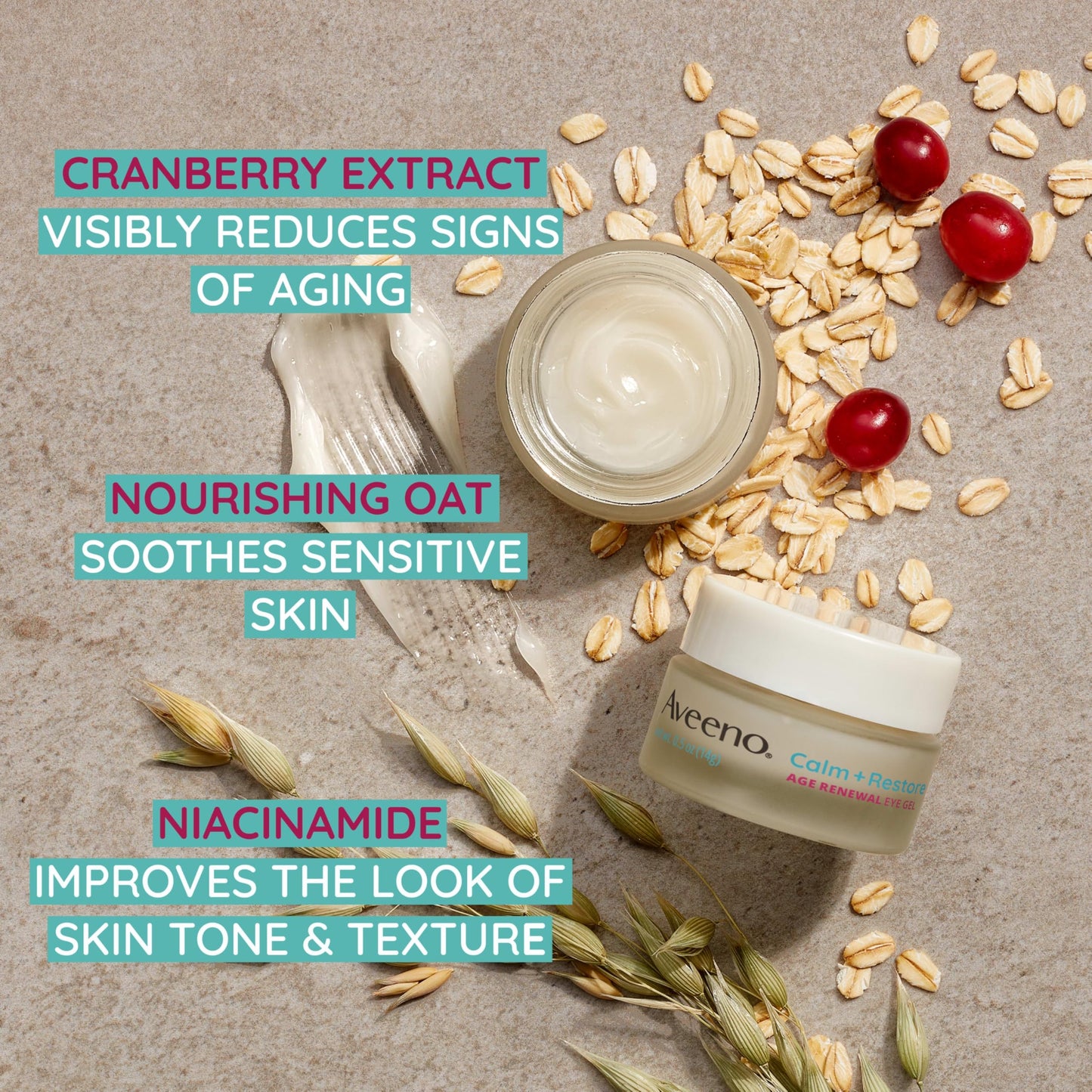 Aveeno Gel Antiedad Para Ojos Calm + Restore Age Renewal Crema Para El Contorno De Ojos Con Extracto Nutritivo De Avena Y Arándano Que Mejora Visiblemente El Aspecto De Arrugas Y Patas De Ga