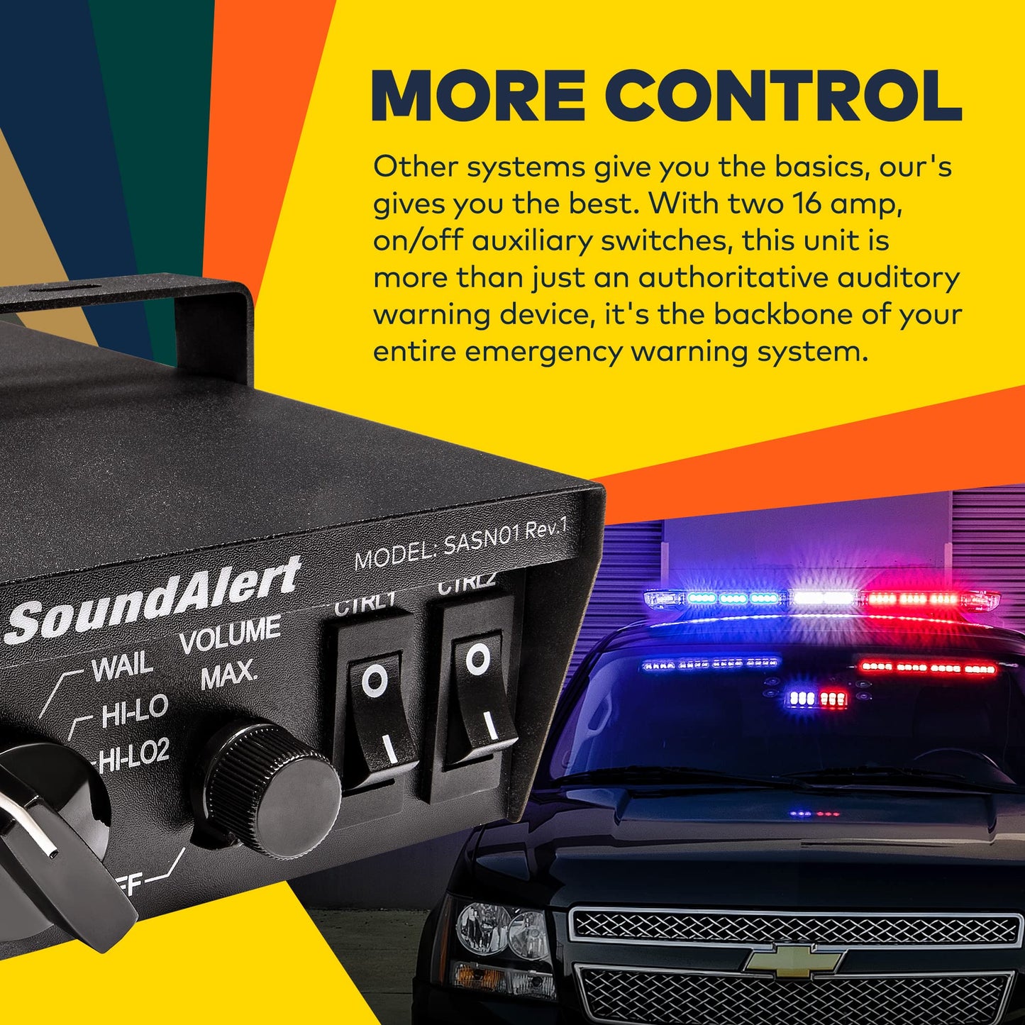 Kit de Sirena Policial SoundAlert 100 W con Altavoz Megáfono 120-130 dB para Vehículos