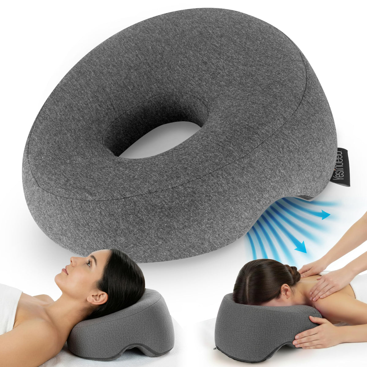Almohada Facial de Espuma Viscoelástica para Cama de Masaje Blanca con Cuna Ajustable para Cirugía y Bronceado