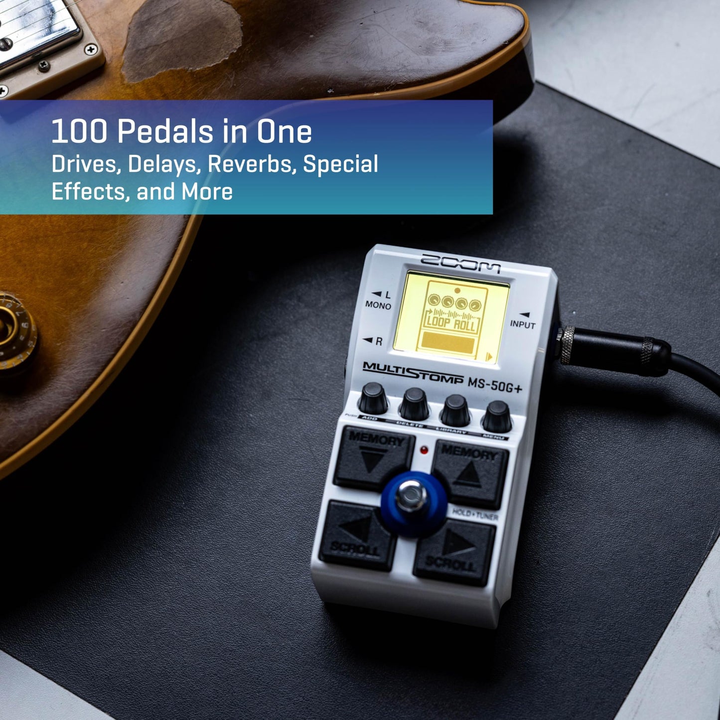Pedal de Efectos Zoom MS-50G Multistomp Guitarra Estéreo con 100 Efectos y Sintonizador