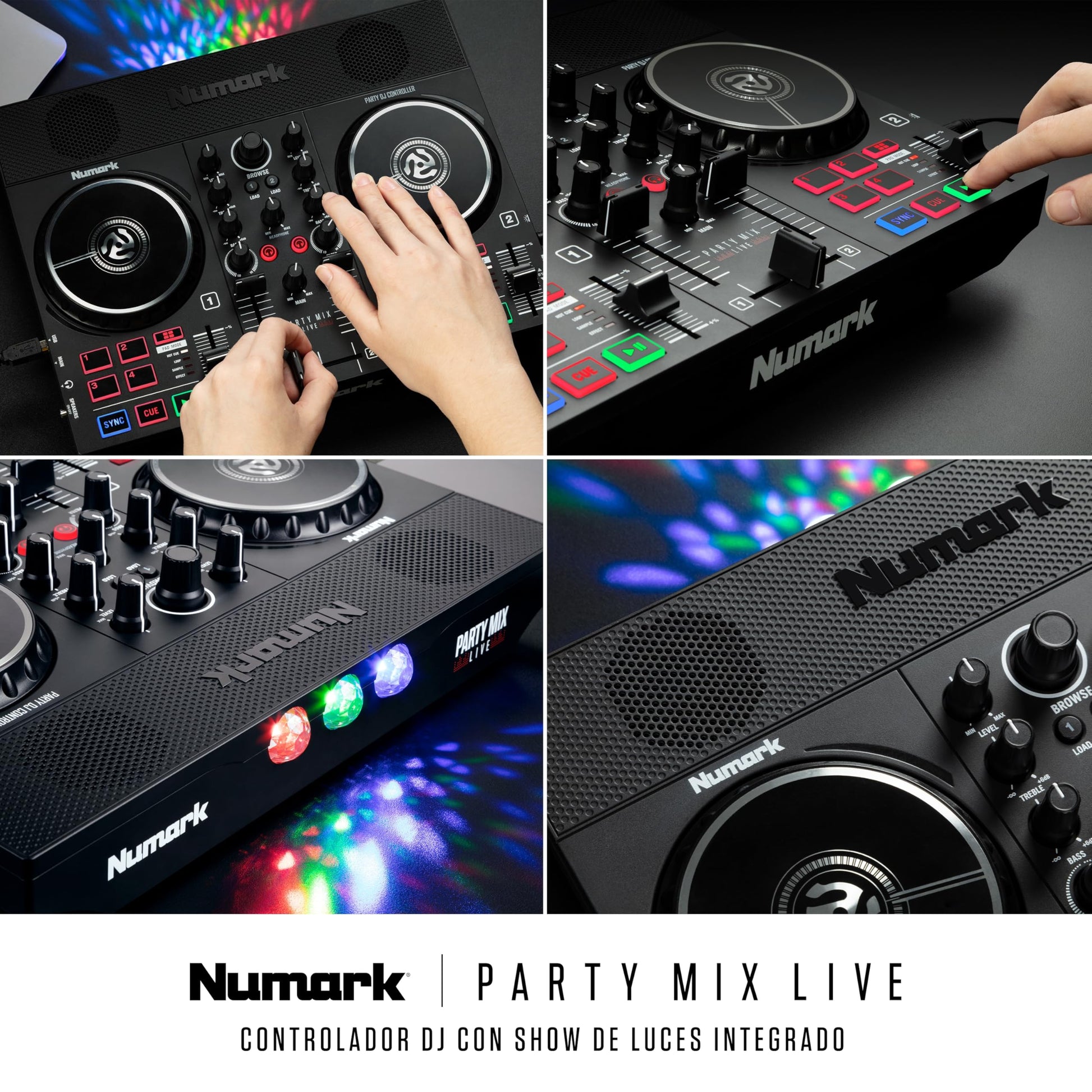 Controlador DJ Numark Party Mix Live Luces Integradas y Altavoces para Serato DJ Lite y Algoriddim djay Pro AI