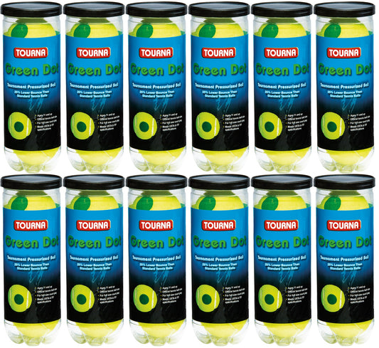 Pelotas de Tenis Tourna Verde Paquete de 12 aprobadas por la USTA