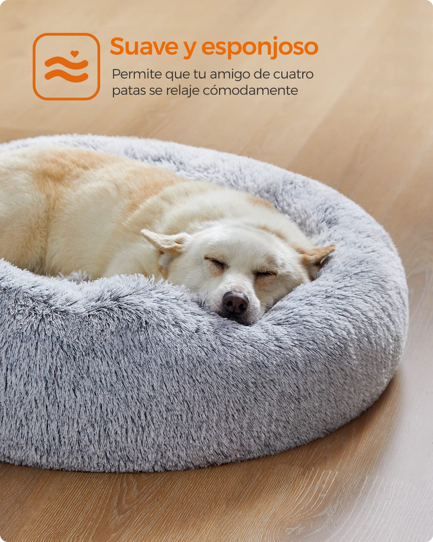 Cama de Perros Feandrea Gris Ombré con Cojín Central Extraíble y Lavable