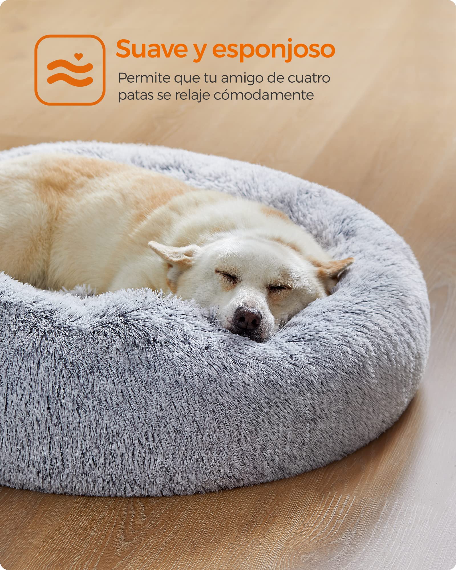 Cama de Perros Feandrea Gris Ombré con Cojín Central Extraíble y Lavable