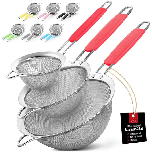 Juego de Coladores Zulay Kitchen Acero Inoxidable Alta Calidad con Asas Antideslizantes