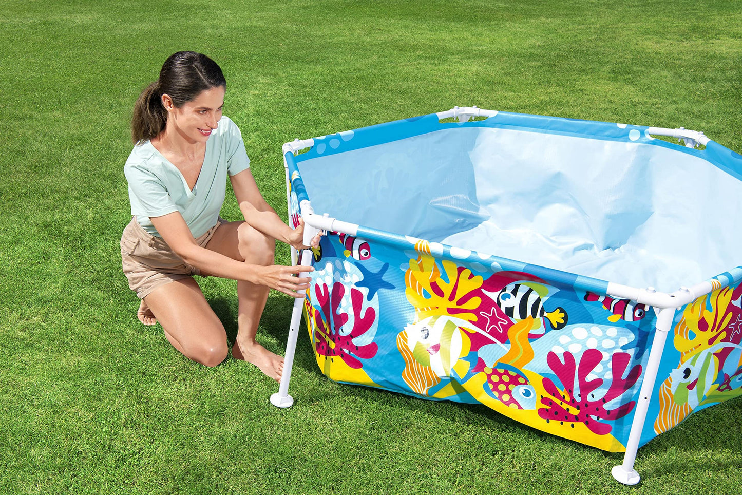 Bestway - Piscina con Marco Profesional de Acero con protección Solar en el Techo, sin Bomba de diámetro, 183 x 51 cm, diseño subacuático Redondo
