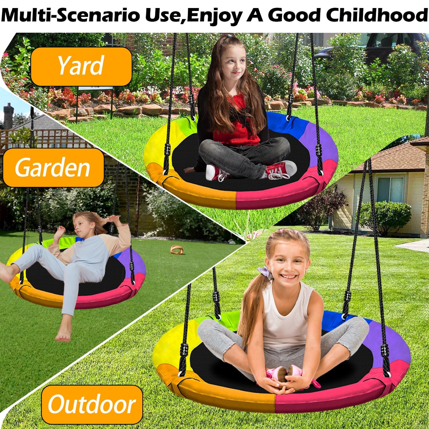 Columpio de Árbol Platillo 40 Pulgadas Impermeable Niños y Adultos 500 Libras