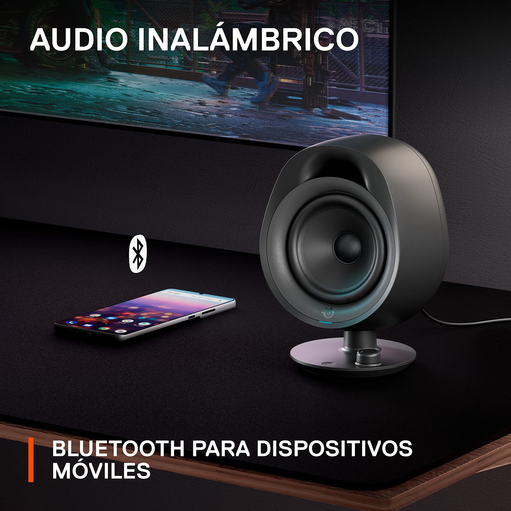 SteelSeries Arena 3 2.0 - Altavoces para Juegos de computadora - Audio inmersivo, Controles en el Altavoz, Controladores de 4 Pulgadas - con Cable y Bluetooth - PC, Mac, móvil