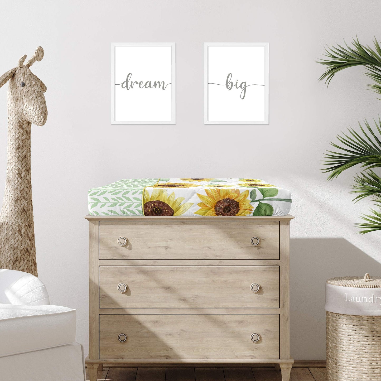 Funda para Cambiador Sweet Jojo Designs Amarillo Verde y Blanco con Diseño de Girasol