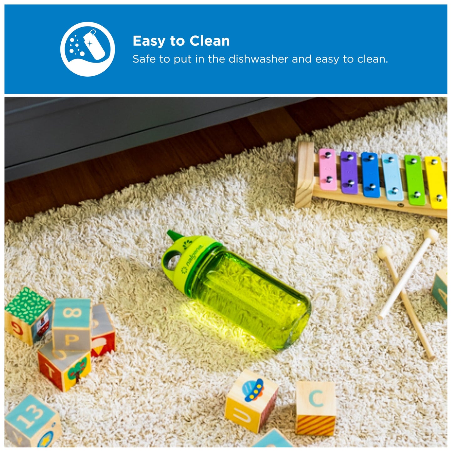 Nalgene Kids Sustain Grip-N-Gulp - Botellas de agua fabricadas con material derivado de 50% residuos de plástico (utilizando balance de masa certificado ISCC), taza para sorber a prueba de fugas,