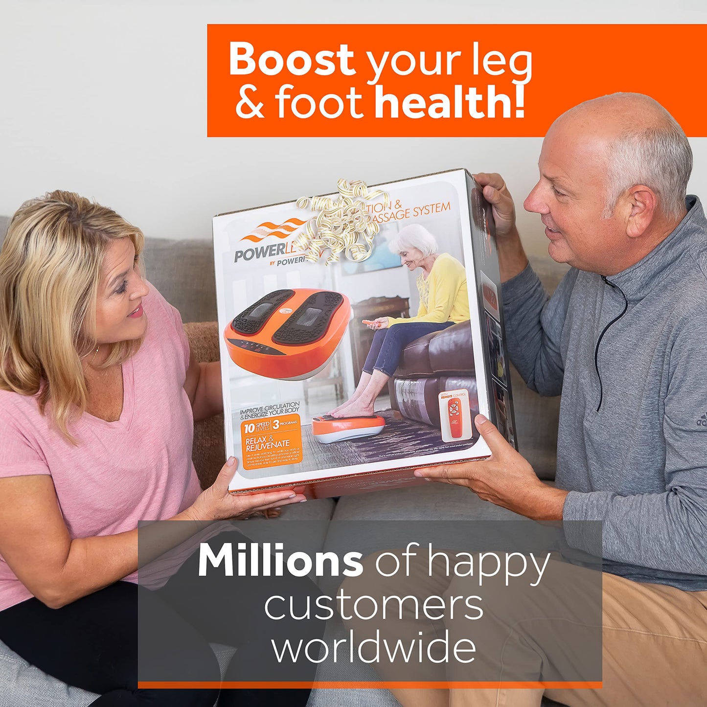 Masajeador Eléctrico de Pies Powerfit Power Legs con Control Remoto y Velocidad Ajustable para Aliviar Neuropatía y Fascitis Plantar
