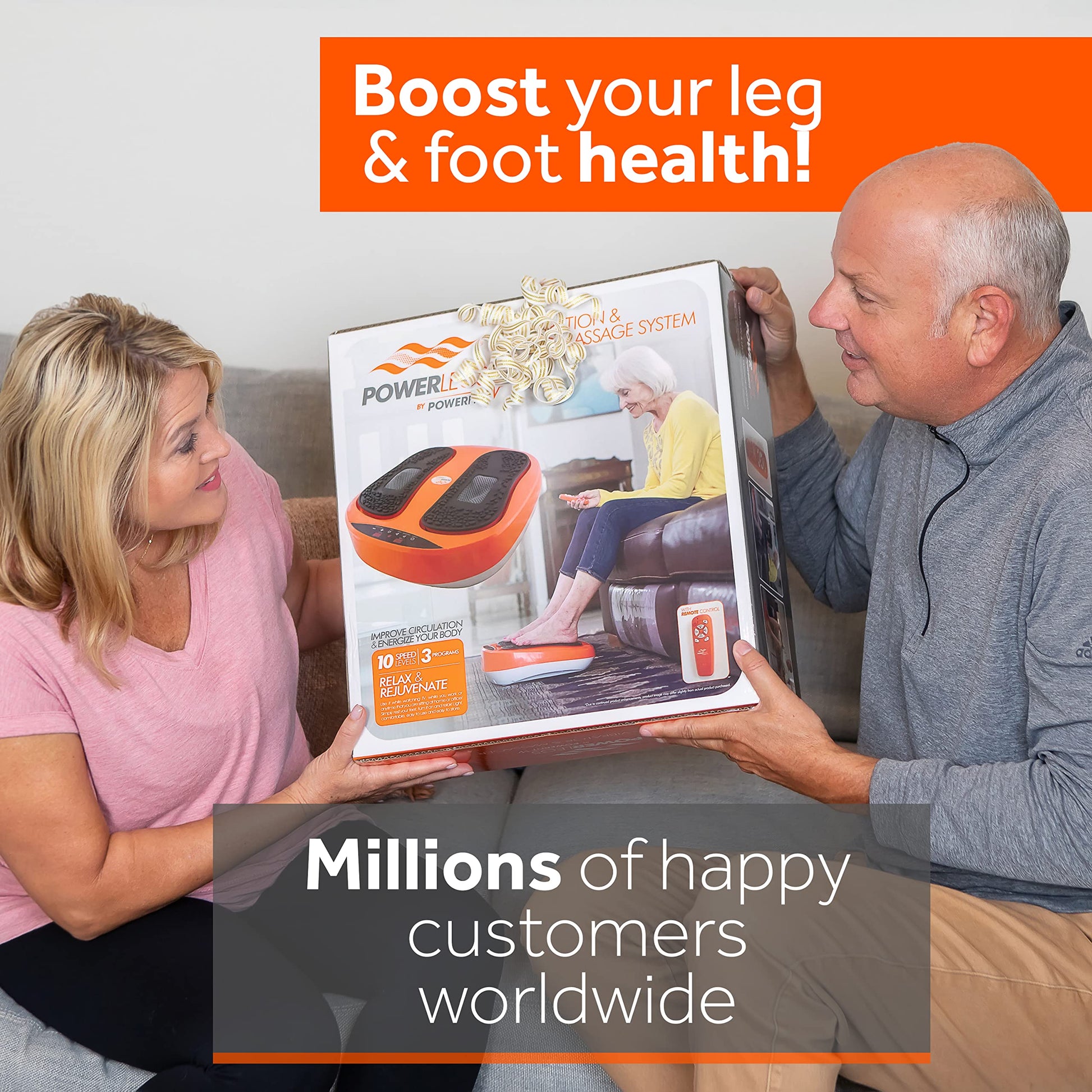 Masajeador Eléctrico de Pies Powerfit Power Legs con Control Remoto y Velocidad Ajustable para Aliviar Neuropatía y Fascitis Plantar