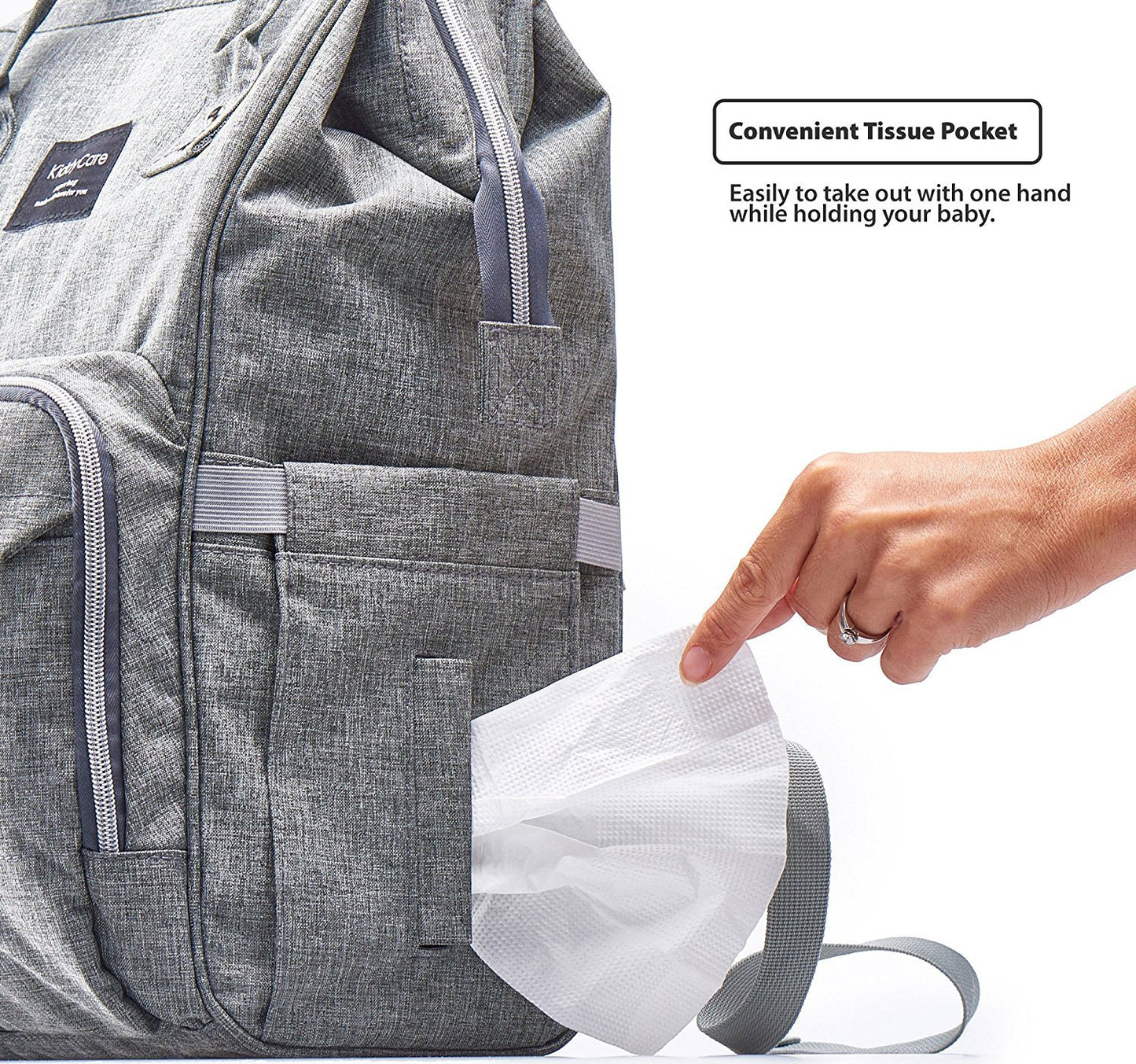 Mochila Pañalera Moderna Gran Capacidad para Bebé mamá y papá, Resistente Bolsa al Agua Cambiador, Gris