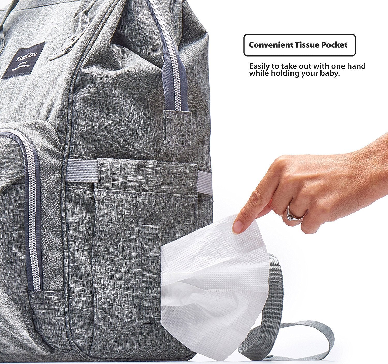 Mochila Pañalera Moderna Gran Capacidad para Bebé mamá y papá, Resistente Bolsa al Agua Cambiador, Gris