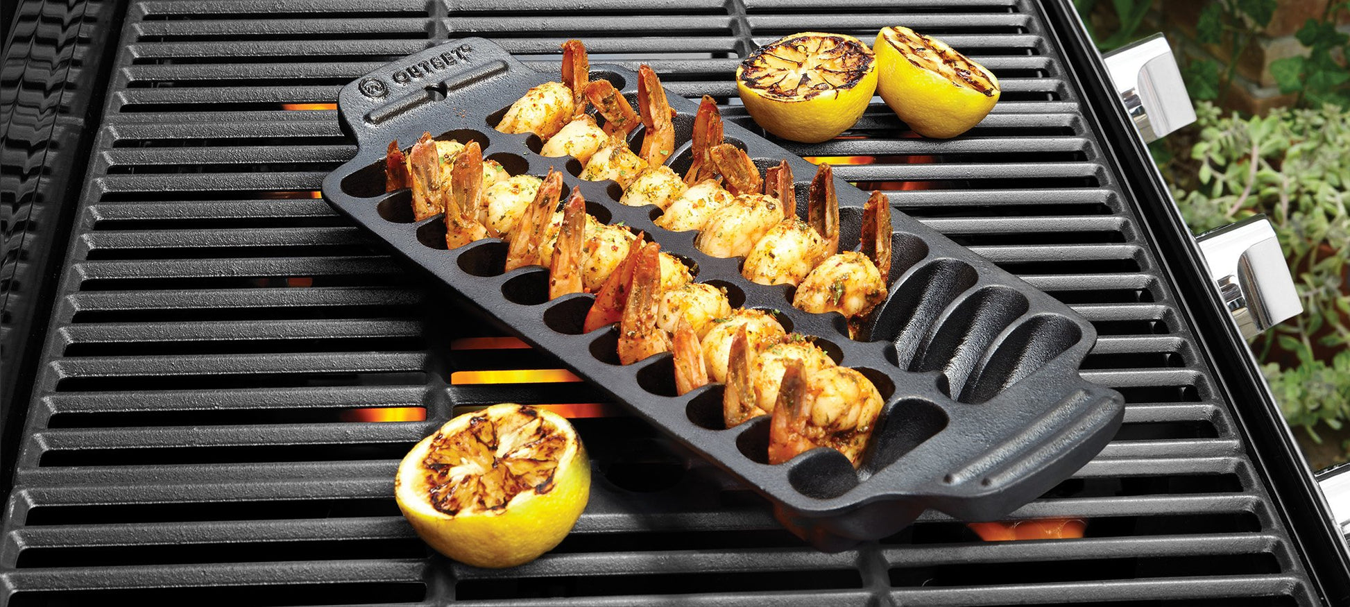 Parrilla y Bandeja para Servir Camarones Outset Negro Hierro Fundido