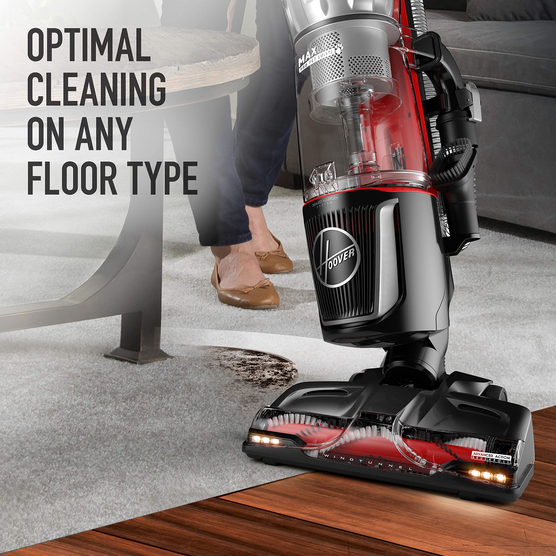 Hoover MaxLife Pro - Aspiradora giratoria para Mascotas, aspiradora Vertical sin Bolsa, filtración de Medios HEPA, Sistema MaxLife, tecnología WindTunnel, aspiradoras con Cable para Uso doméstico