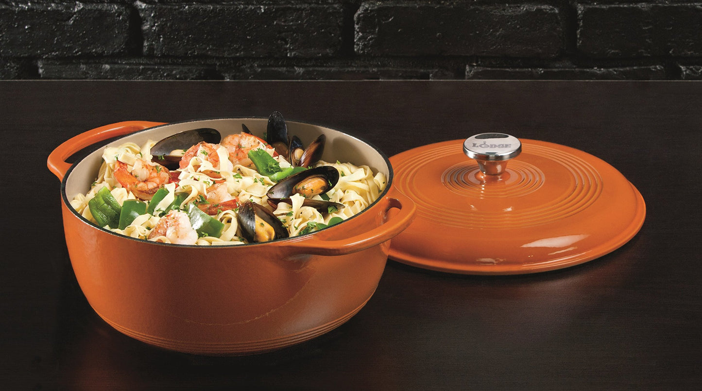 Lodge Color EC6D63 Olla holandesa de hierro fundido esmaltado, 5.6 L, pumpkin